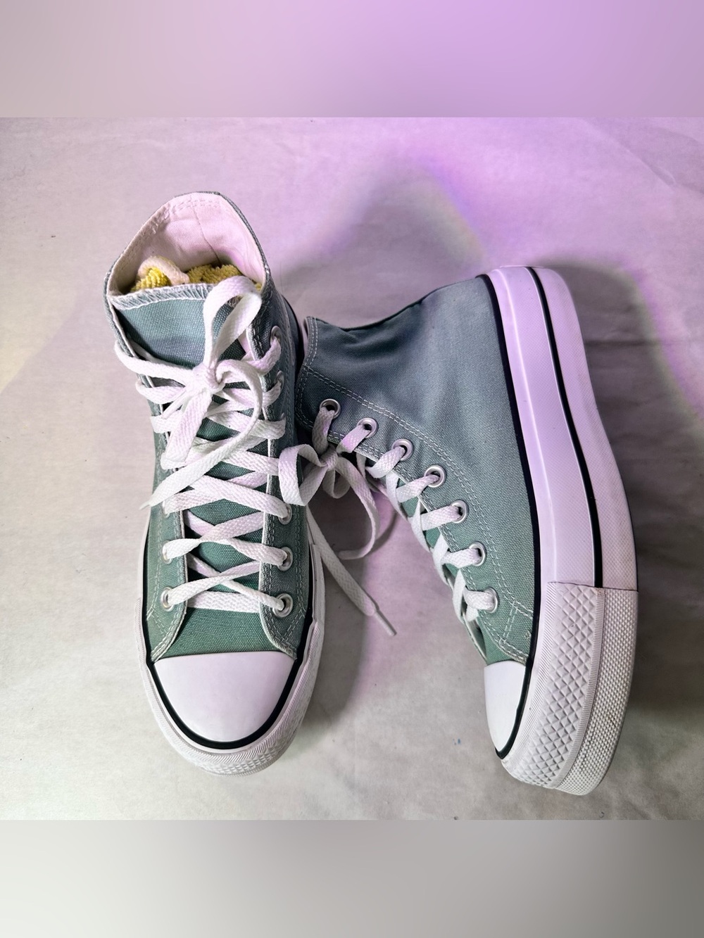 Converse High Top Sneakers Mint Green and White - Picture 5 of 10
